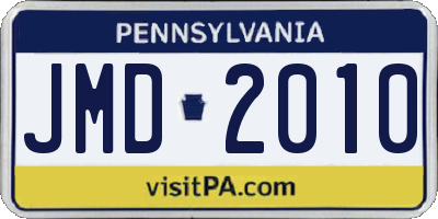 PA license plate JMD2010