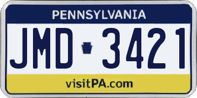 PA license plate JMD3421