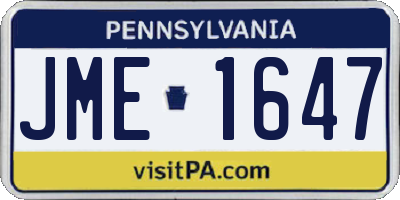 PA license plate JME1647