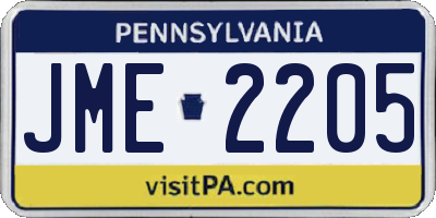 PA license plate JME2205