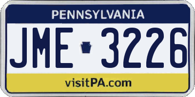 PA license plate JME3226