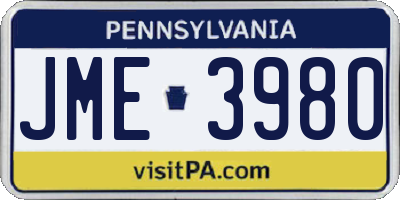 PA license plate JME3980