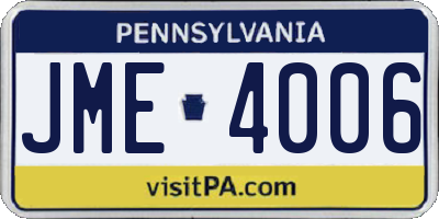 PA license plate JME4006