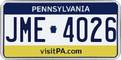 PA license plate JME4026