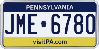PA license plate JME6780