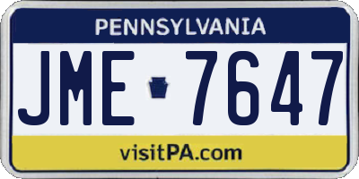 PA license plate JME7647