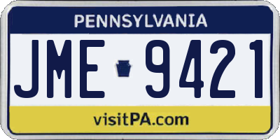 PA license plate JME9421