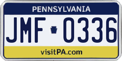 PA license plate JMF0336