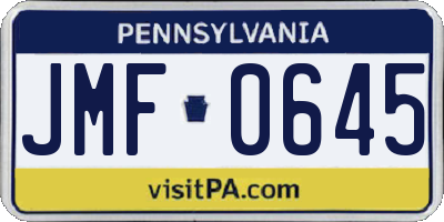 PA license plate JMF0645
