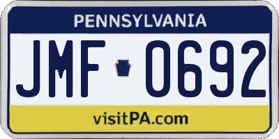 PA license plate JMF0692
