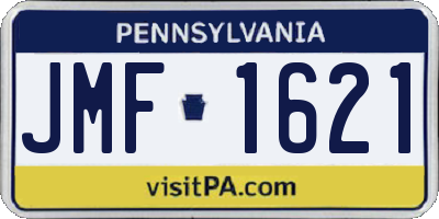 PA license plate JMF1621