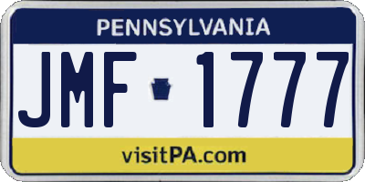 PA license plate JMF1777