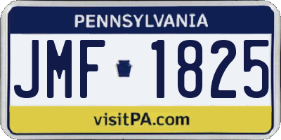 PA license plate JMF1825
