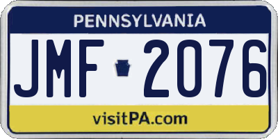 PA license plate JMF2076