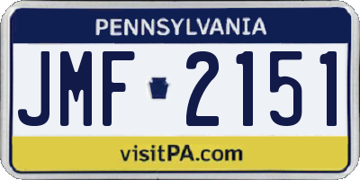 PA license plate JMF2151
