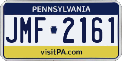 PA license plate JMF2161