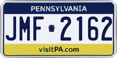 PA license plate JMF2162