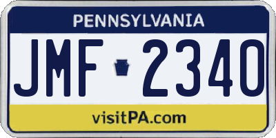 PA license plate JMF2340