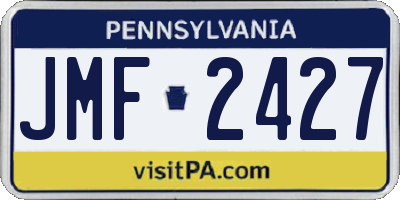PA license plate JMF2427