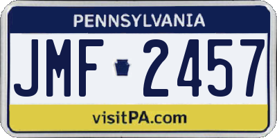 PA license plate JMF2457