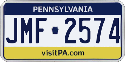 PA license plate JMF2574
