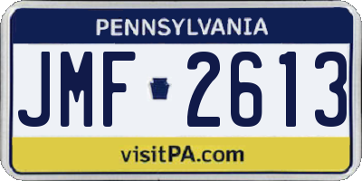 PA license plate JMF2613