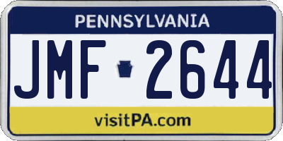 PA license plate JMF2644