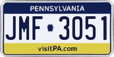 PA license plate JMF3051