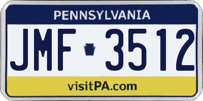 PA license plate JMF3512