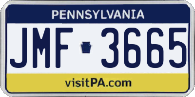 PA license plate JMF3665