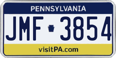 PA license plate JMF3854