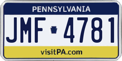 PA license plate JMF4781