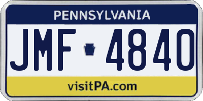 PA license plate JMF4840
