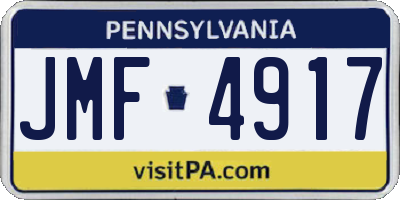 PA license plate JMF4917