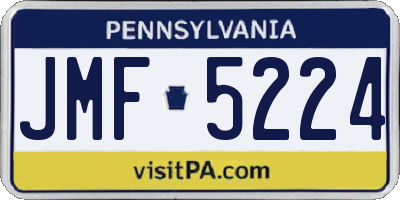 PA license plate JMF5224