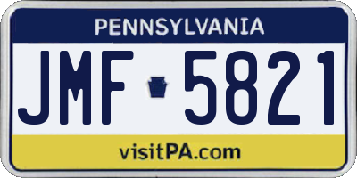 PA license plate JMF5821