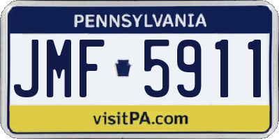 PA license plate JMF5911