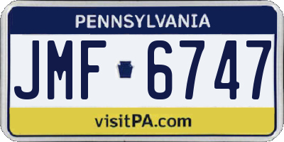 PA license plate JMF6747