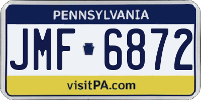 PA license plate JMF6872