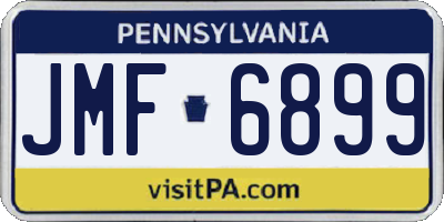 PA license plate JMF6899