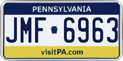 PA license plate JMF6963