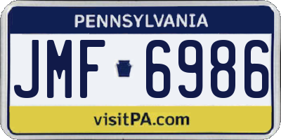PA license plate JMF6986