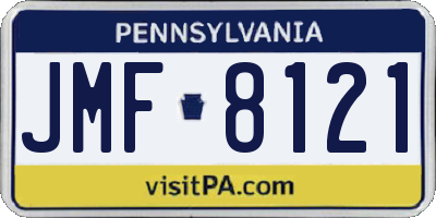 PA license plate JMF8121