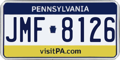 PA license plate JMF8126