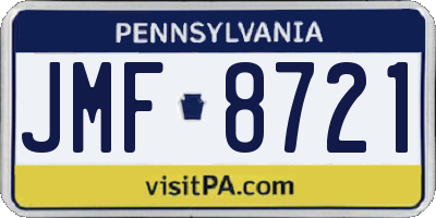 PA license plate JMF8721