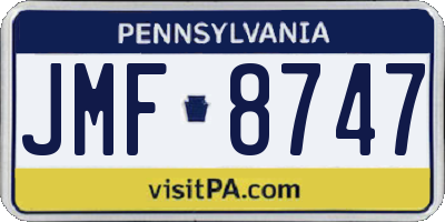 PA license plate JMF8747
