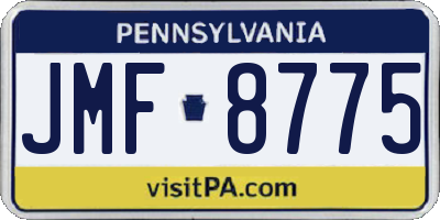 PA license plate JMF8775
