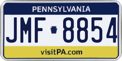 PA license plate JMF8854