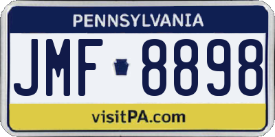 PA license plate JMF8898