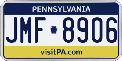 PA license plate JMF8906